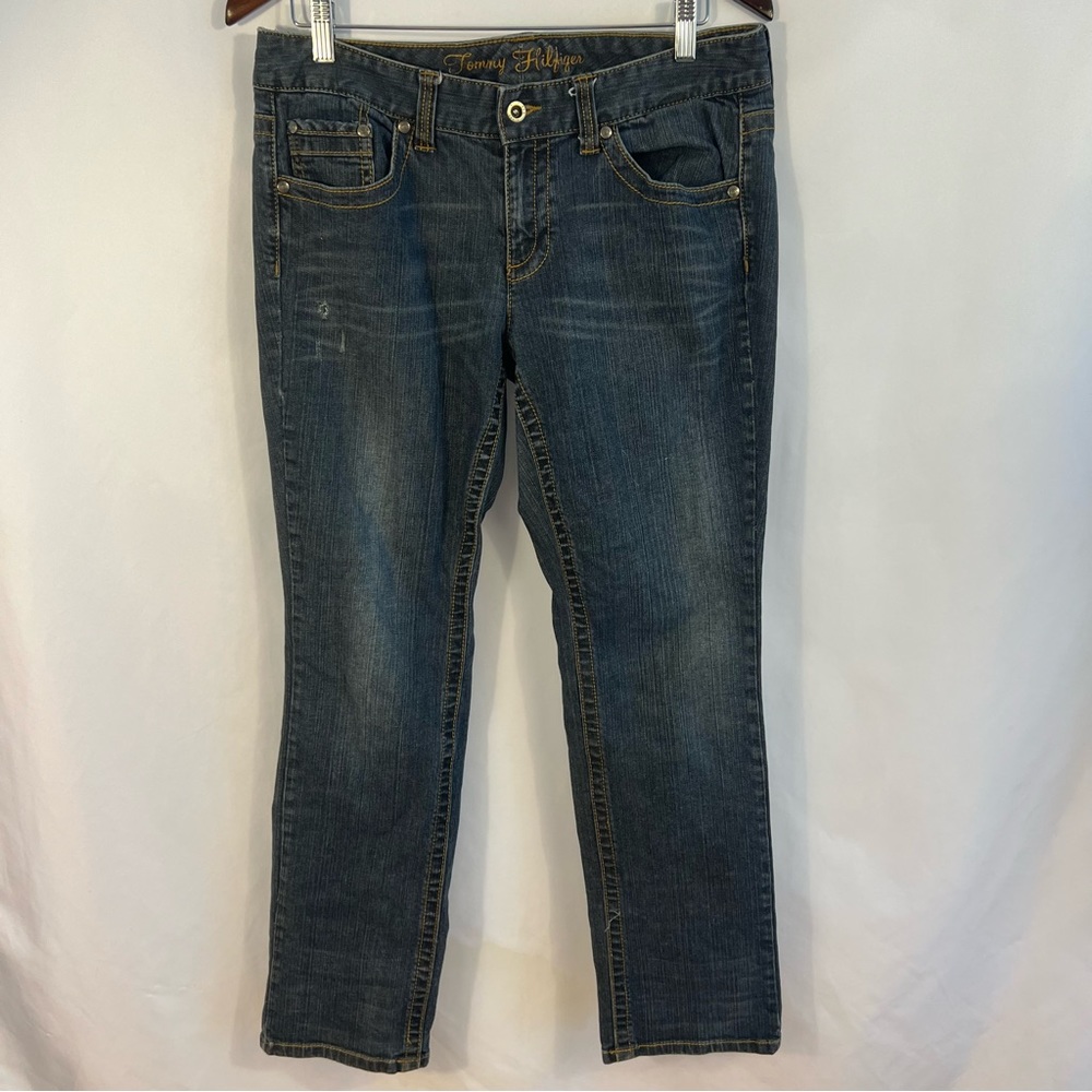 Tommy Hilfiger Jeans Blue Women Size 10 Dark Wash Straight Leg Button Pockets